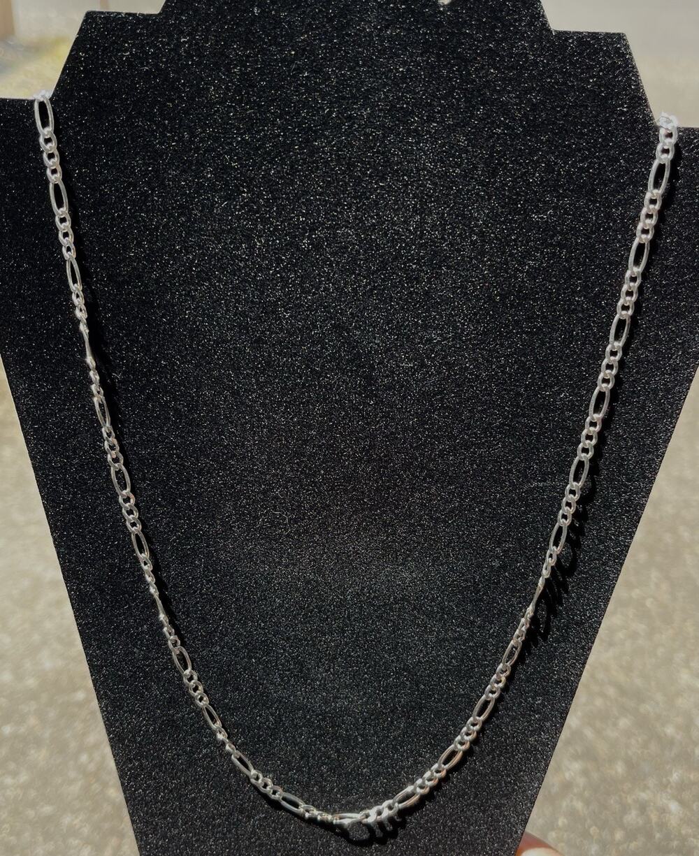 925 Sterling Silver Figaro Chain Necklace 24” Mexico Link Men Women